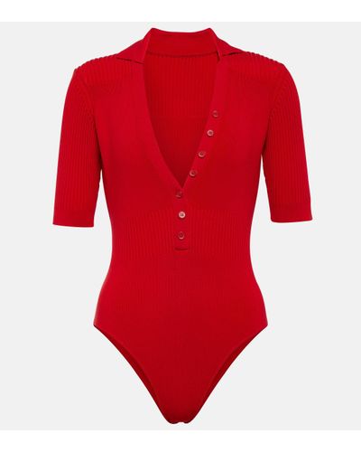 Jacquemus Le Body Yauco Ribbed-knit Bodysuit - Red