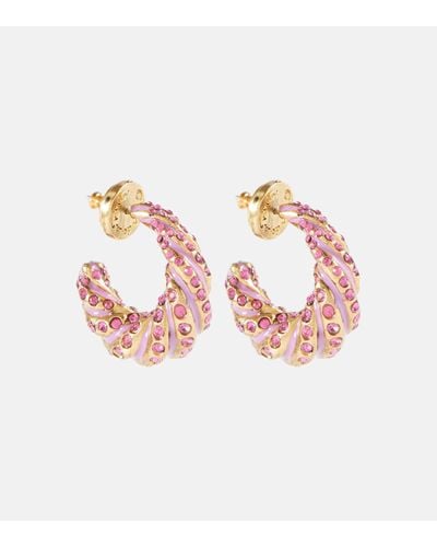 Oscar de la Renta Crystal Earrings - Pink