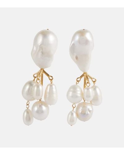 Jil Sander Baroque Pearl Earrings - White
