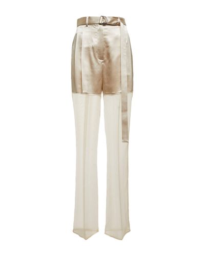Peter Do Belted High-rise Wide-leg Silk Trousers - White