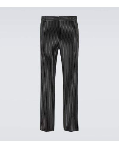 Alexander McQueen Pantaloni da abito gessati in lana e mohair - Grigio