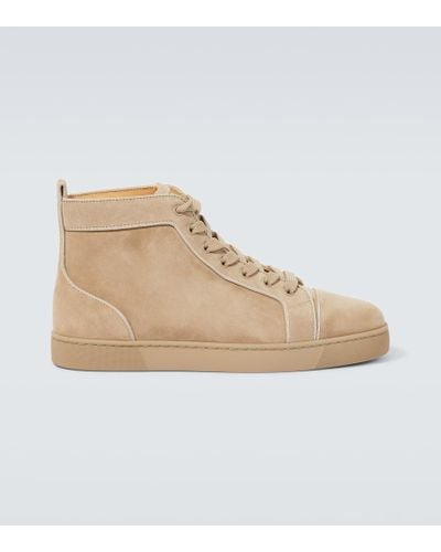 Christian Louboutin Louis Suede High-top Sneakers - Natural