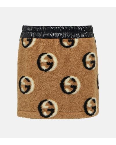 Gucci Minifalda de mezcla de lana con GG - Metálico