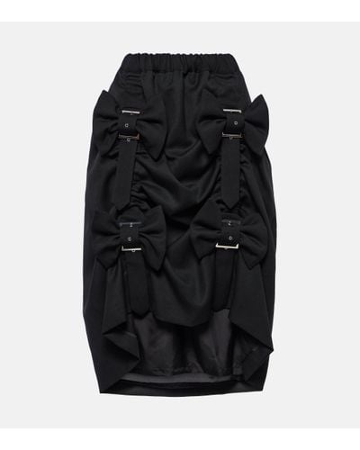 Noir Kei Ninomiya Ribbon Strap Wool Midi Skirt - Black