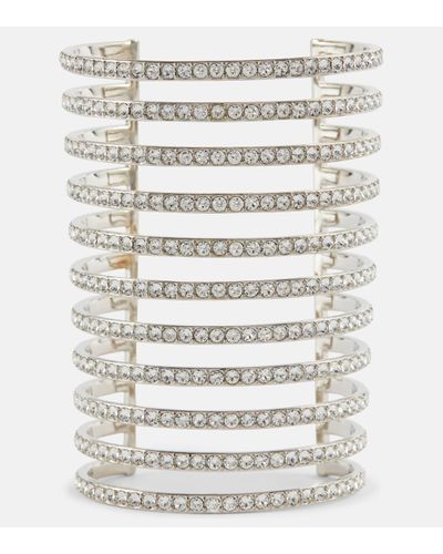 AMINA MUADDI Vittoria Embellished Cuff Bracelet - White