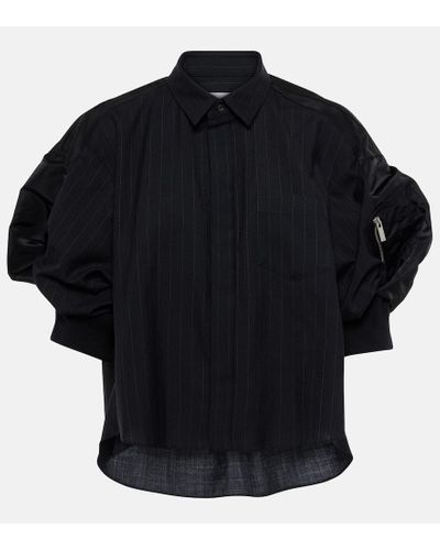 Sacai Camisa Chalk con mangas abullonadas - Negro