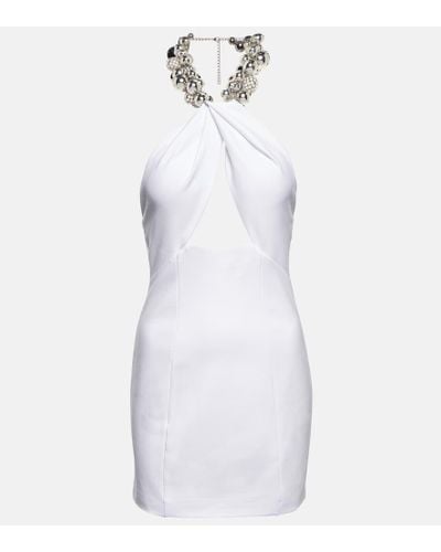 Area Embellished Halterneck Jersey Minidress - White