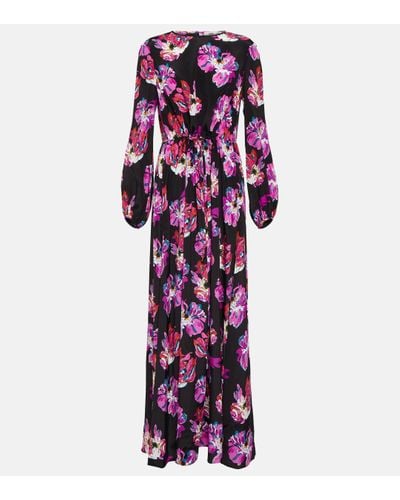Diane von Furstenberg Sydney Printed Silk-blend Maxi Dress - Purple