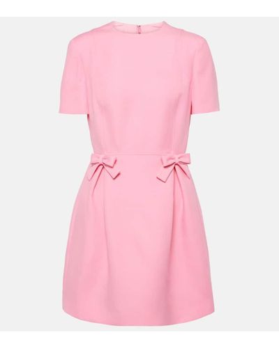 Valentino Vestido corto de Crepe Couture con lazos - Rosa
