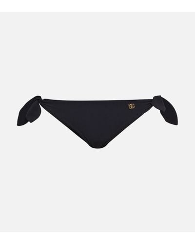 Dolce & Gabbana Logo Print Bikini Bottoms - Black