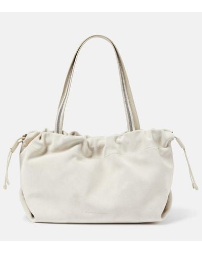 Brunello Cucinelli Bolso al hombro Medium de piel - Blanco