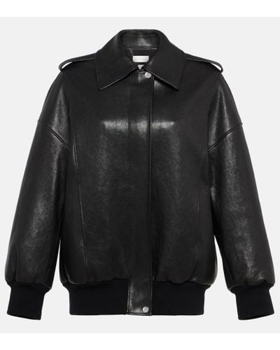 Alexander McQueen Leather Bomber Jacket - Black