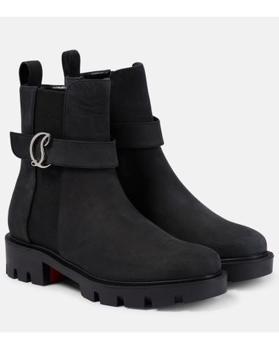 Christian Louboutin Cl Chelsea Leather Lug-sole Boots - Black