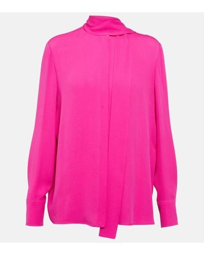 Valentino Tie-neck Silk Georgette Shirt - Pink