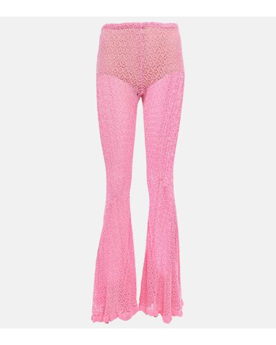 Blumarine Crochet Flared Trousers - Pink