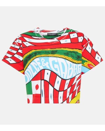 Dolce & Gabbana Camiseta cropped Carretto de algodon - Rojo