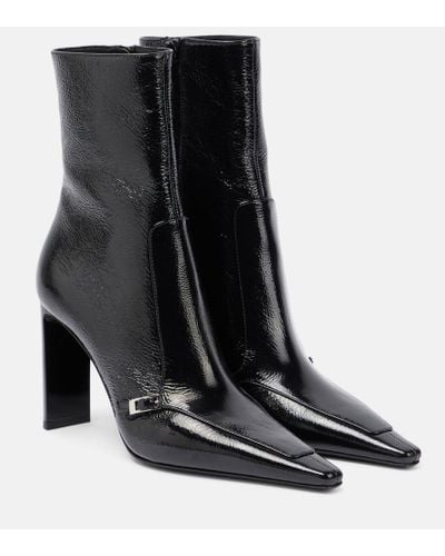 Saint Laurent Aston 95 Leather Ankle Boots - Black