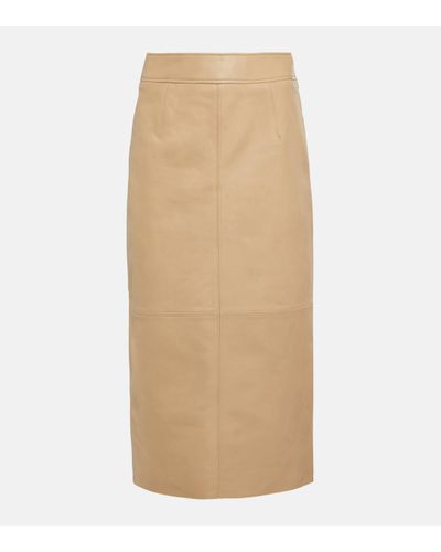 Frankie Shop Heather Leather Pencil Skirt - Natural