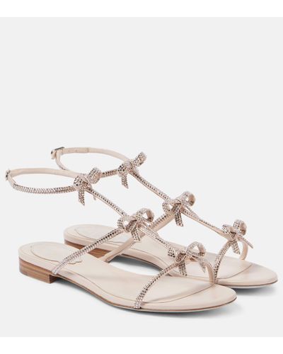 Rene Caovilla Caterina Bow-detail Embellished Leather Sandals - Natural