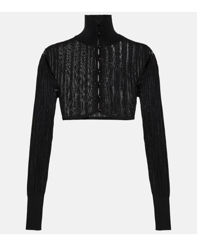 Alaïa Ribbed-knit Cropped Cardigan - Black