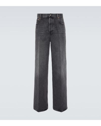 Valentino Wide-Leg High-Rise Jeans - Grau