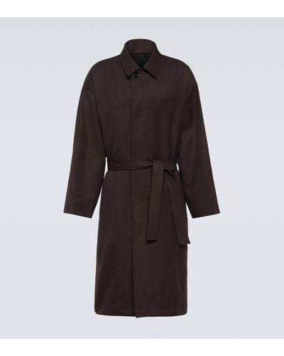 Lemaire Manteau en laine et lin - Noir