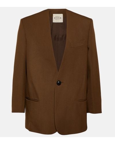 Tod's Blazer oversize in lana - Marrone