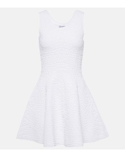 Alaïa Croc-effect Knitted Minidress - White