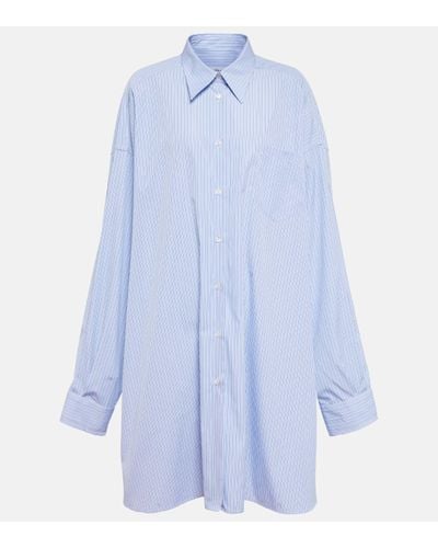 Maison Margiela Pinstripe Cotton Poplin Shirt - Blue