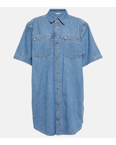RE/DONE Hemdblusenkleid aus Baumwoll-Denim - Blau