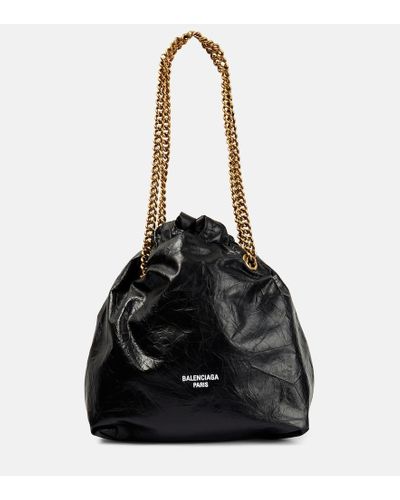 Balenciaga Tote Crush Small aus Leder - Schwarz