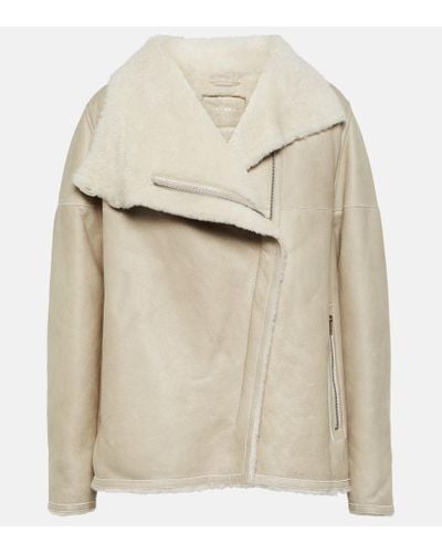 Isabel Marant Giacca Abeliki in suede con shearling - Neutro