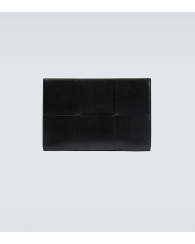 Bottega Veneta Arco Intreccio Leather Portfolio Bag - Black