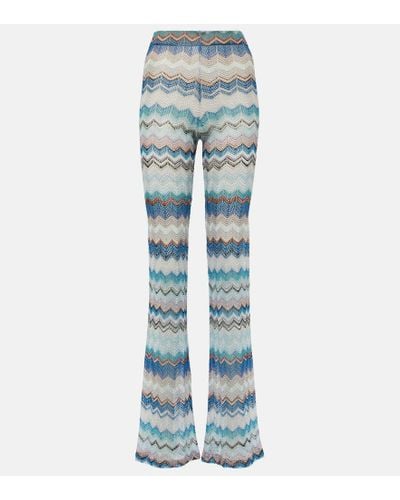 Missoni Pantalones flared de croche en zigzag - Azul