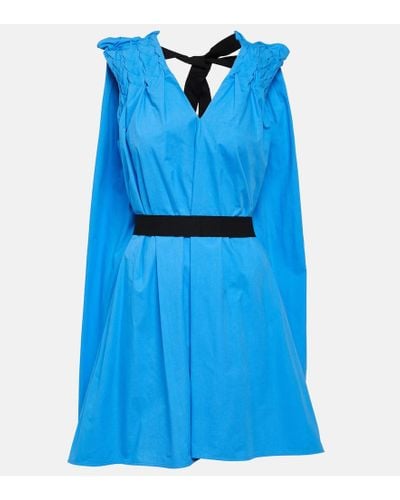 ROKSANDA Vestido corto de popelin de algodon - Azul