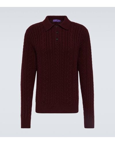 Ralph Lauren Purple Label Cable-knit Cashmere Polo Jumper - Red