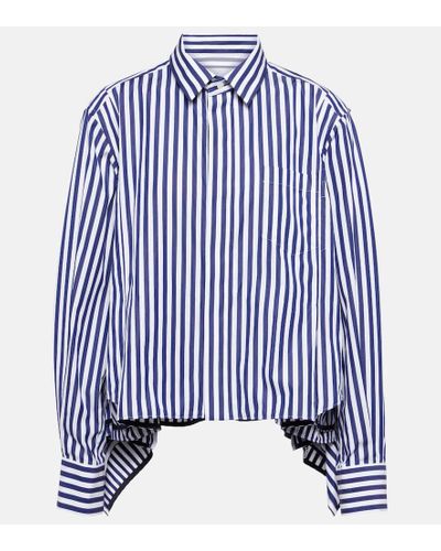 Sacai Camicia in popeline di cotone a righe - Blu