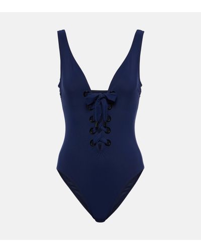 Karla Colletto Lucy Lace-up Swimsuit - Blue