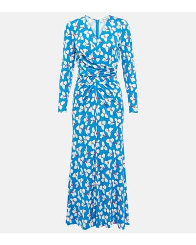 Diane von Furstenberg Eloise Printed Maxi Wrap Dress - Blue