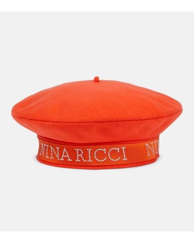 Nina Ricci Logo Wool-blend Beret - Orange