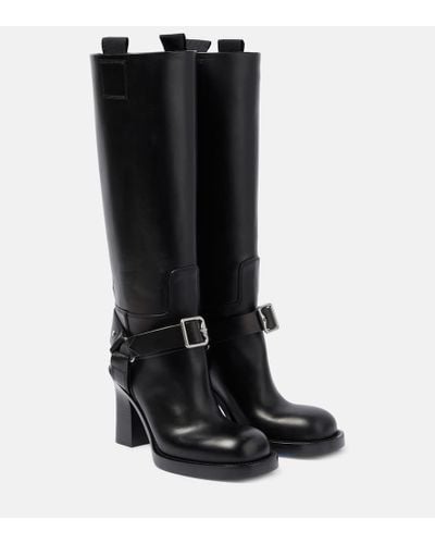 Burberry Stirrup Leather Knee-high Boots - Black