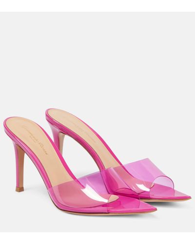 Gianvito Rossi Mules Elle 85 en PVC et cuir - Rose