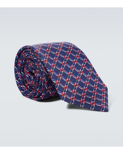 Gucci Corbata Seda con Red GG Entrelazada Redonda - Morado