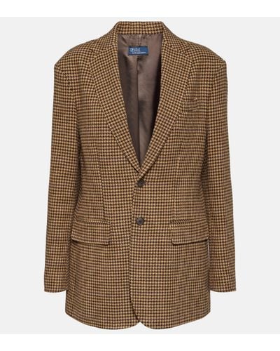 Polo Ralph Lauren Houndstooth Tweed Cotton-wool Blazer - Brown