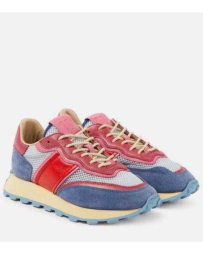 Tod's Suede And Leather-trimmed Sneakers - Red