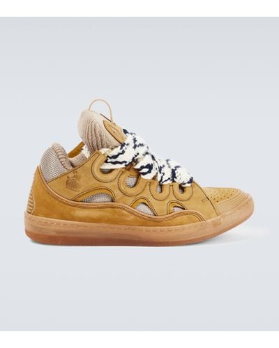 Lanvin Curb Suede Trainers - Natural