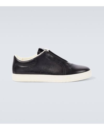 Berluti Playtime Scritto Leather Slip-on Trainers - Blue
