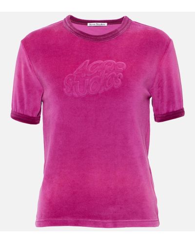 Acne Studios T-shirt in misto cotone con logo - Rosa