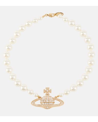 Vivienne Westwood Gargantilla Orb con perlas sinteticas y cristales - Blanco