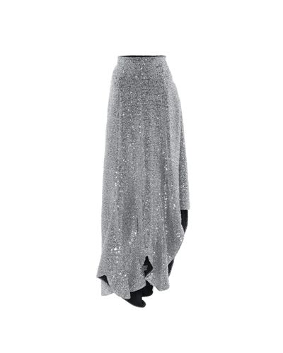 Ami Paris Sequined Midi Skirt - Gray